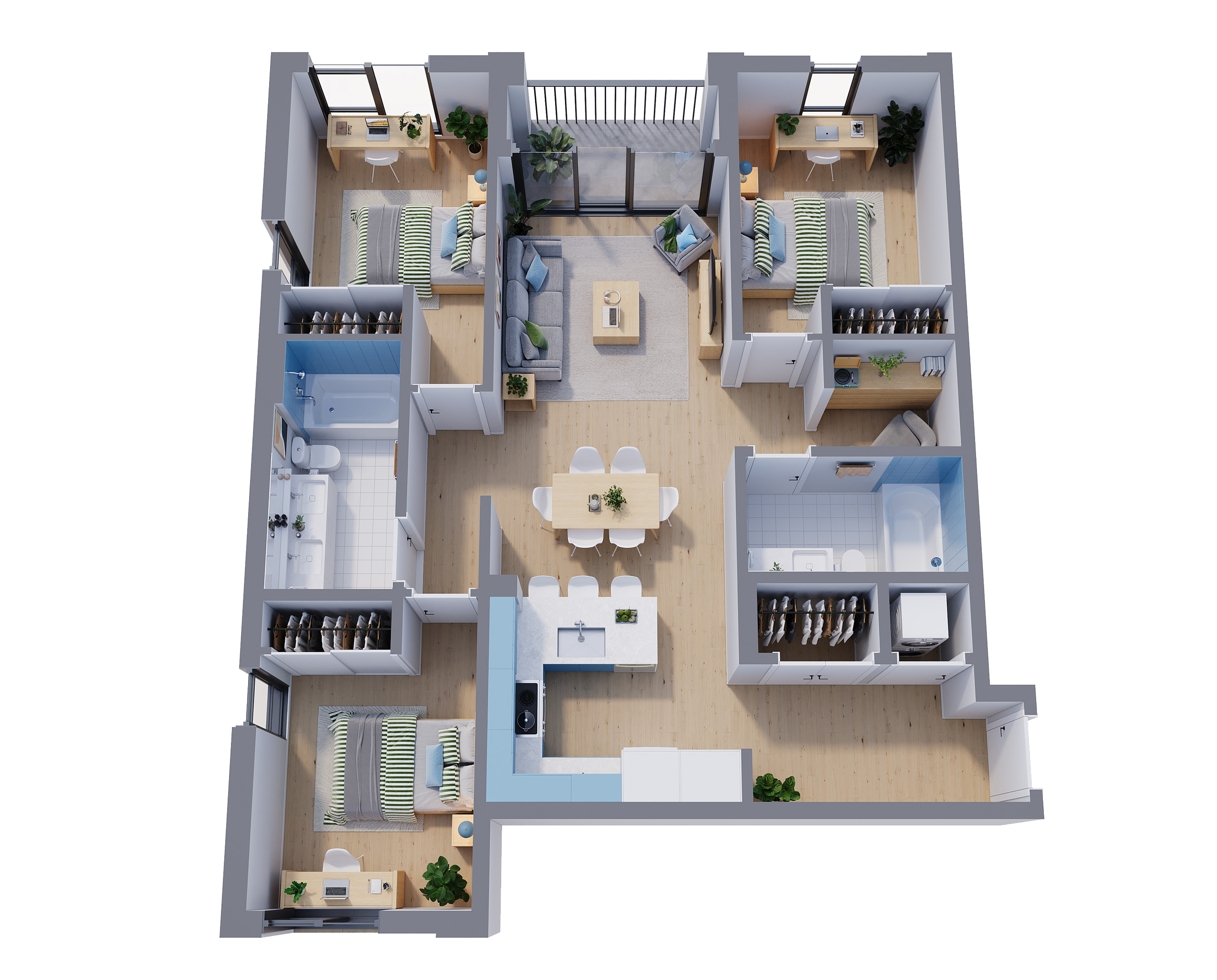 3 bed + den