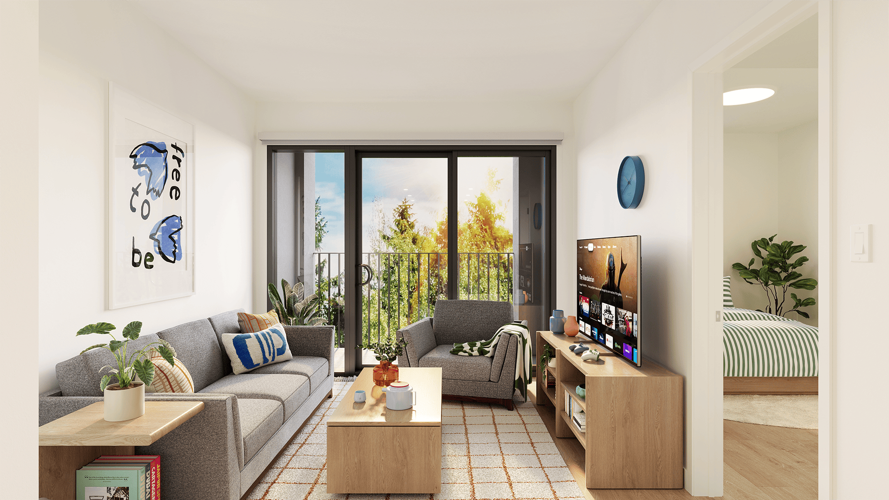 Fully-furnished 1-bedroom unit for rent at Koto student housing near SFU Burnaby.